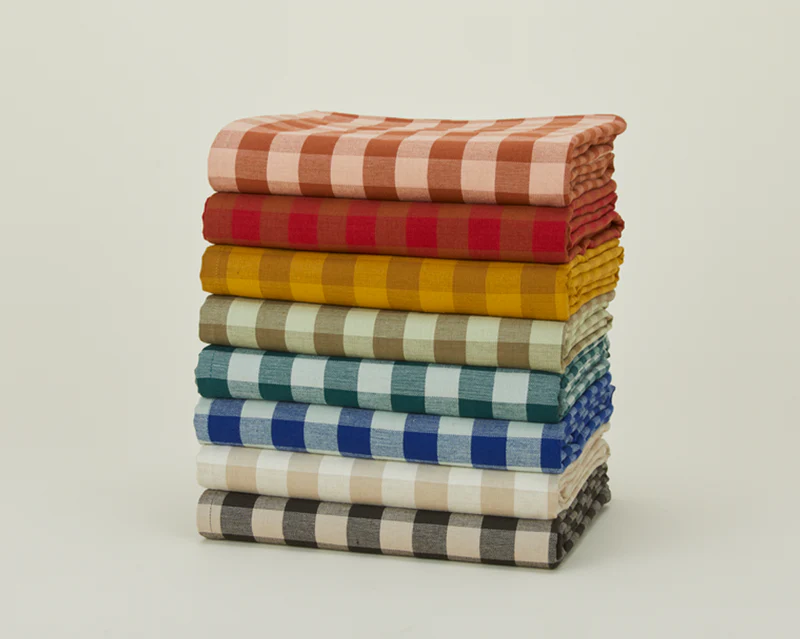 Stacked colorful textiles